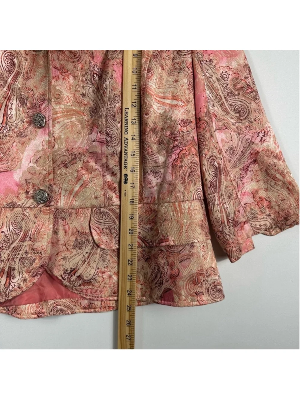Lane Bryant Blazer Jacket Pink Paisley Lined 3/4 Sleeve Formal Business Women 18